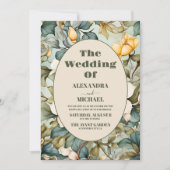 Waterverf witte lelie art nouveau bruiloft kaart (Voorkant)