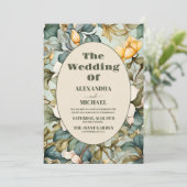 Waterverf witte lelie art nouveau bruiloft kaart (Staand voorkant)