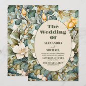 Waterverf witte lelie art nouveau bruiloft kaart (Voorkant / Achterkant)