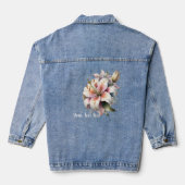 Waterverf Witte Lelie Boeket & Tekst Denim Jacket (Achterkant)