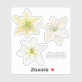 Waterverf witte lelie. Tuinbloemen. Floral Sticker (Vel)