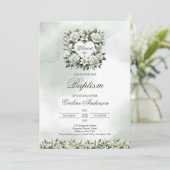 Waterverf witte lelies en gouden doop kaart (Staand voorkant)