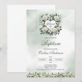 Waterverf witte lelies en gouden doop kaart (Voorkant / Achterkant)