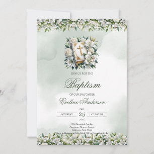 Waterverf witte lelies Holly Bijbeldoop Kaart