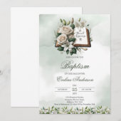 Waterverf witte lelies Holly Bijbeldoop Kaart (Voorkant / Achterkant)