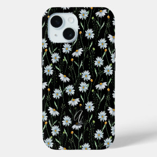 Waterverf Witte Madeliefjes Monogram Initiaal iPhone 15 Case