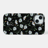 Waterverf Witte Madeliefjes Monogram Initiaal iPhone 15 Case (Achterkant horizontaal)