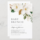 Waterverf Witte Magnolia Baby Brunch Uitnodiging (Voorkant / Achterkant)