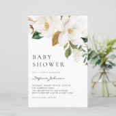 Waterverf Witte Magnolia Baby shower Uitnodiging (Staand voorkant)