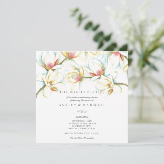 Waterverf Witte Magnolia Kaart (Staand voorkant)