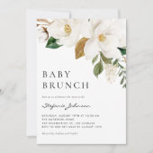Waterverf Witte Magnolia Rustieke Baby Brunch Kaart (Voorkant)