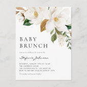 Waterverf Witte Magnolia Rustieke Baby Brunch Uitnodiging Briefkaart (Voorkant)
