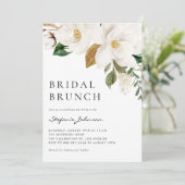 Waterverf Witte Magnolia rustieke bruids brunch Kaart (Staand voorkant)