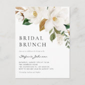 Waterverf Witte Magnolia rustieke bruids brunch Uitnodiging Briefkaart (Voorkant)