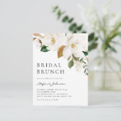 Waterverf Witte Magnolia rustieke bruids brunch Uitnodiging Briefkaart (Staand voorkant)