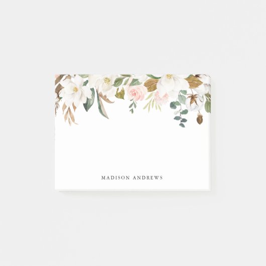 Waterverf Witte Magnolia's & Blush Bloemen Post-it® Notes (Voorkant)