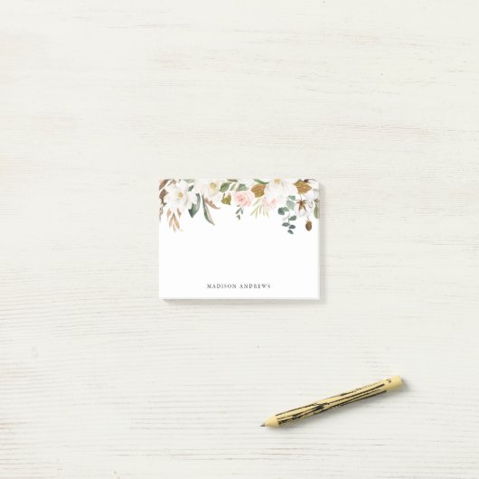 Waterverf Witte Magnolia's & Blush Bloemen Post-it® Notes (Op bureau)
