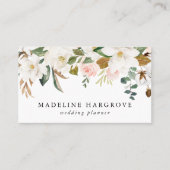 Waterverf Witte Magnolia's & Blush Bloemen Visitekaartje (Voorkant)