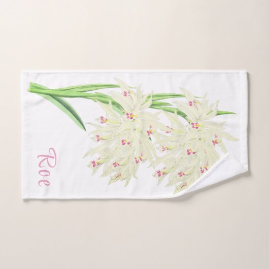 Waterverf witte orchidee bloem gepersonaliseerd handdoek (Handdoek)