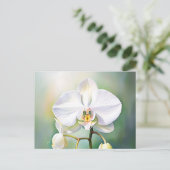 Waterverf witte orchidee met delicate bloemblaadje briefkaart (Staand voorkant)