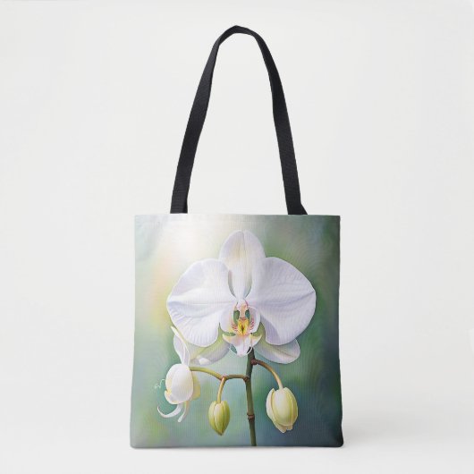 Waterverf witte orchidee met delicate bloemblaadje tote bag (Voorkant)