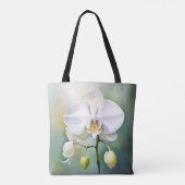 Waterverf witte orchidee met delicate bloemblaadje tote bag (Achterkant)