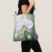 Waterverf witte orchidee met delicate bloemblaadje tote bag (Dichtbij)