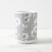 Waterverf Witte Orchidee op Grijs | Koffiemok (Center)