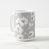 Waterverf Witte Orchidee op Grijs | Koffiemok (Voorkant links)