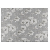 Waterverf Witte Orchidee op Grijs | Snijplank (Voorkant)