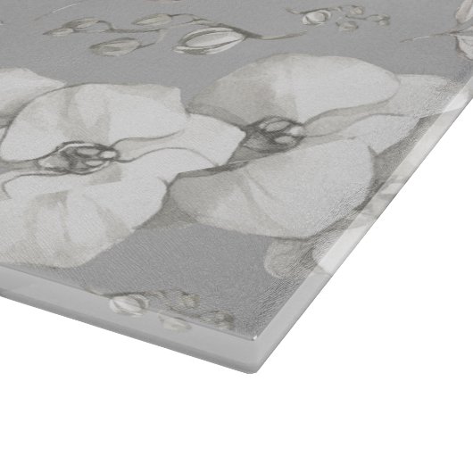 Waterverf Witte Orchidee op Grijs | Snijplank (Hoek)