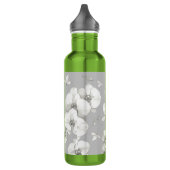 Waterverf Witte Orchidee op Grijs | Waterfles (Links)