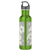 Waterverf Witte Orchidee op Grijs | Waterfles (Achterkant)