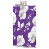 Waterverf Witte Orchidee op Paarse | Heupfles (Links)