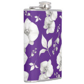 Waterverf Witte Orchidee op Paarse | Heupfles (Rechts)