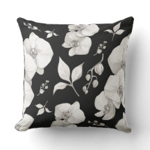 Waterverf Witte Orchidee op Zwart |