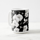 Waterverf Witte Orchidee op Zwart | Koffiemok (Voorkant links)