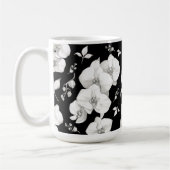 Waterverf Witte Orchidee op Zwart | Koffiemok (Links)