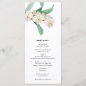Waterverf Witte Orchideeën Bloemige Bruiloft Menu (Voorkant)