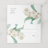 Waterverf Witte Orchideeën Bloemige Bruiloft Plaatskaartje (Buitenkant ongevouwen)