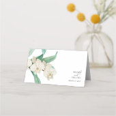 Waterverf Witte Orchideeën Bloemige Bruiloft Plaatskaartje (Achterkant)