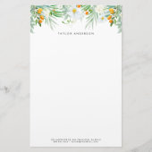 Waterverf Witte Orchideeën en Kumquats Custom Briefpapier (Voorkant)