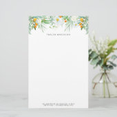 Waterverf Witte Orchideeën en Kumquats Custom Briefpapier (Staand voorkant)