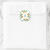 Waterverf Witte Orchideeën en Kumquats Monogram Vierkante Sticker (Tas)