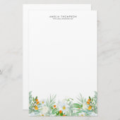 Waterverf Witte Orchideeën & Kumquats Garland Cust Briefpapier (Voorkant / Achterkant)