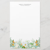 Waterverf Witte Orchideeën & Kumquats Garland Cust Briefpapier (Voorkant)