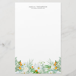 Waterverf Witte Orchideeën & Kumquats Garland Cust Briefpapier