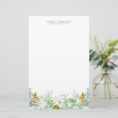 Waterverf Witte Orchideeën & Kumquats Garland Cust Briefpapier (Staand voorkant)