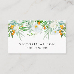 Waterverf Witte Orchideeën & Kumquats Guirlande Visitekaartje