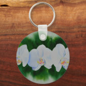 Waterverf witte orchideeën sleutelhanger (Voorkant)